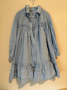 Free People Button-Up Tiered Ruffled Mini Dress  Medium